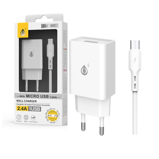 OnePlus EU Wall Charger A6173 with Micro USB cable 1 USB 5V/2.4A White